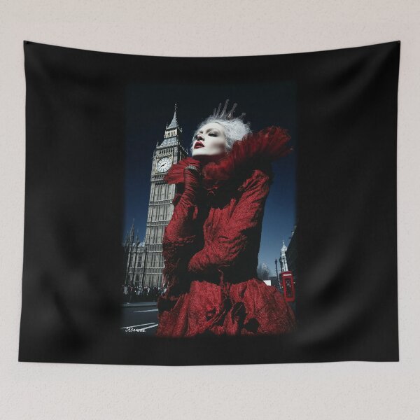 Item preview, Lady in red in London - glamorous fashion portrait designed and sold by KsaveraArt.