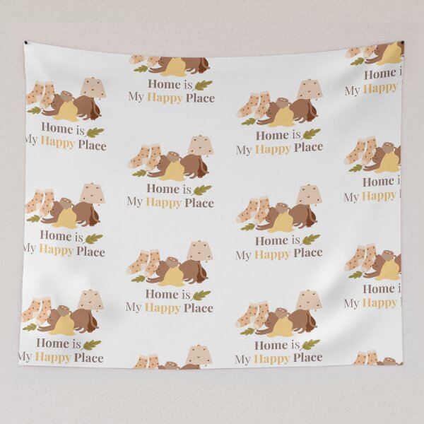 Item preview, Home is My Happy Place – Cozy Warm Illustration with cat designed and sold by ade-datt.