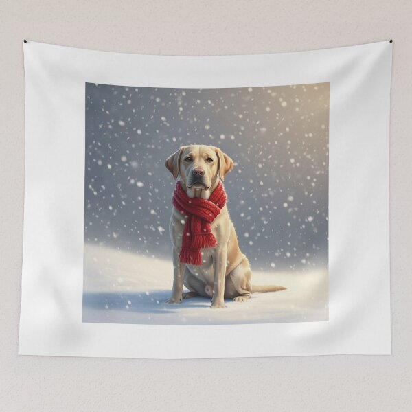 Item preview, Dog with Scarf in the Snow 2 designed and sold by PetJoyPrintsCO.
