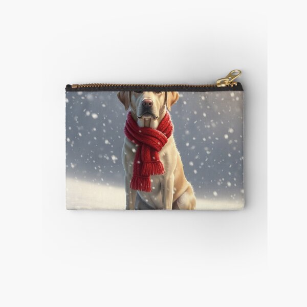 Item preview, Dog with Scarf in the Snow 2 designed and sold by PetJoyPrintsCO.