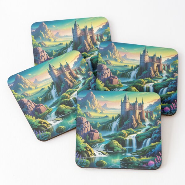 Item preview, Ancient castle on a cliff with cascading waterfalls. designed and sold by Lilashakti ⭐️ ⭐️ ⭐️ ⭐️ ⭐️.