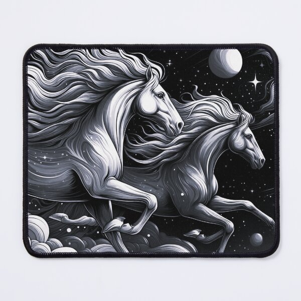 Item preview, black white mystic horses designed and sold by Dogandesighn.
