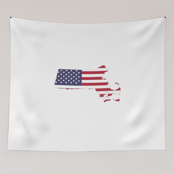 Item preview, Massachusetts USA Flag Silhouette – Stars and Stripes State Outline designed and sold by Paper Drip.
