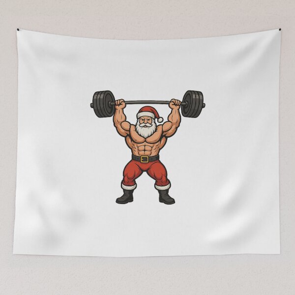 Item preview, Muscular Santa Lifting Barbell – Funny Fit Christmas Gym Shirt designed and sold by MeixGraphics.