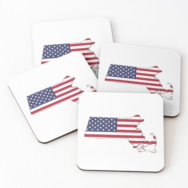 Item preview, Massachusetts USA Flag Silhouette – Stars and Stripes State Outline designed and sold by Paper Drip.