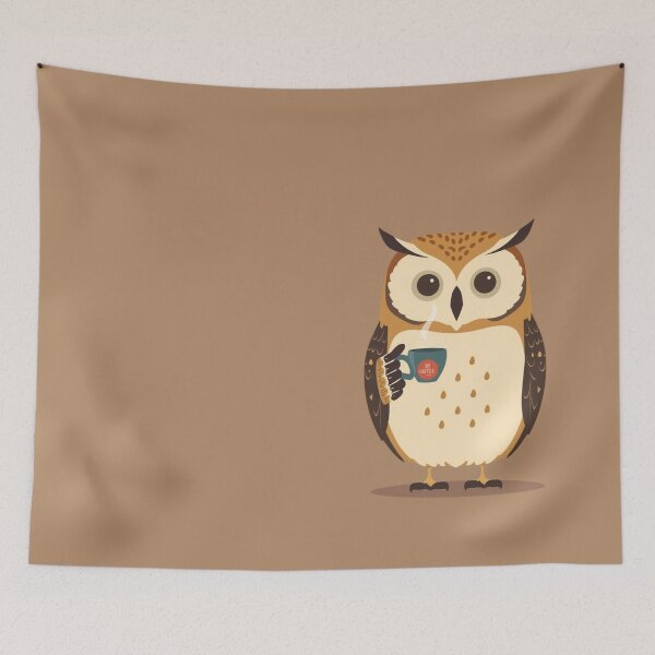 Item preview, Retro Coffee Owl Illustration | Cute Vintage Animal Art Print designed and sold by AM-little-shop.