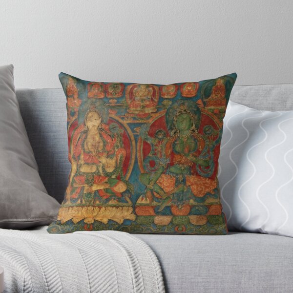 The White Tara and The Green Tara Throw Pillow