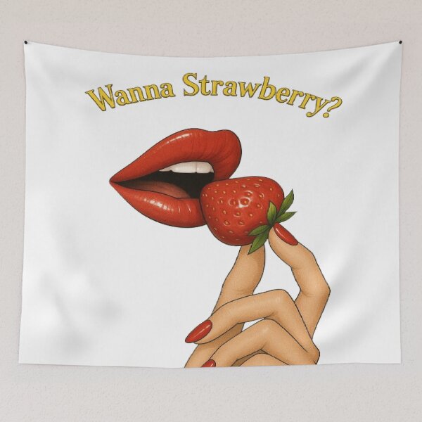 Item preview, Wanna Strawberry? – Glossy Lips & Berry Tease Print by GGSTCraft designed and sold by ggstcraft.