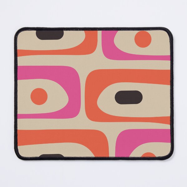 Item preview, Mid Century Modern Abstract Piquet Pattern in Retro Orange Hot Pink Black Beige designed and sold by kierkegaard.