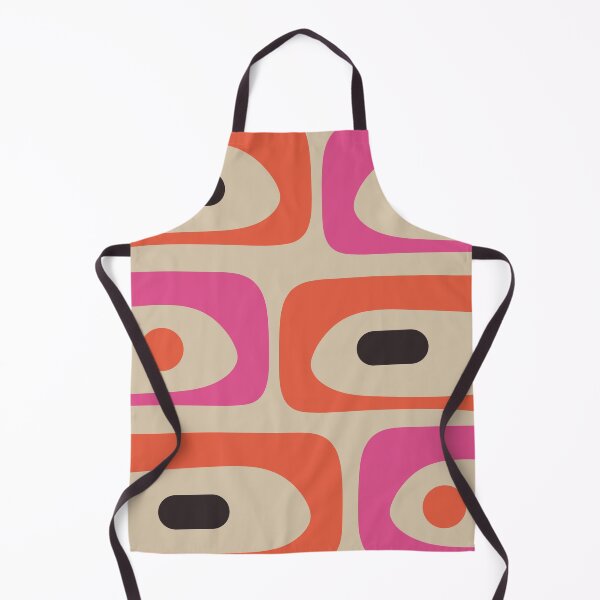 Item preview, Mid Century Modern Abstract Piquet Pattern in Retro Orange Hot Pink Black Beige designed and sold by kierkegaard.