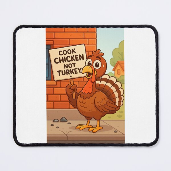 Item preview, Funny cartoon turkey protest illustration with humorous sign designed and sold by MujernDesignArt.