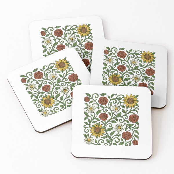 Item preview, Vintage Floral Mosaic Pattern with Roses, Sunflowers & Daisies designed and sold by Fleetwood1994.