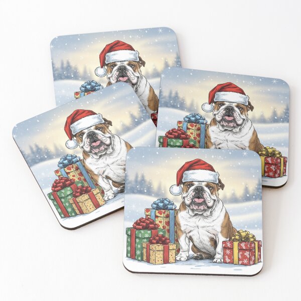 Item preview, Bulldog Wearing Santa Hat designed and sold by PetJoyPrintsCO.