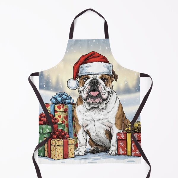 Item preview, Bulldog Wearing Santa Hat designed and sold by PetJoyPrintsCO.