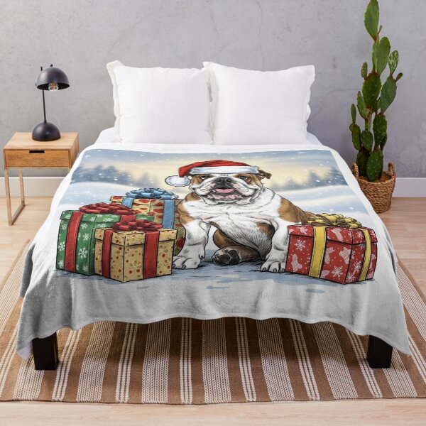 Item preview, Bulldog Wearing Santa Hat designed and sold by PetJoyPrintsCO.