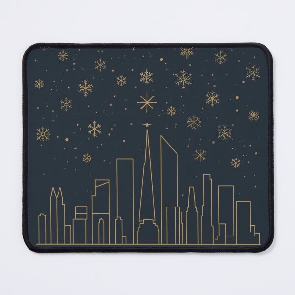 Item preview, Minimal NYC Skyline Christmas | Elegant Gold Line Art Holiday Design designed and sold by AM-little-shop.