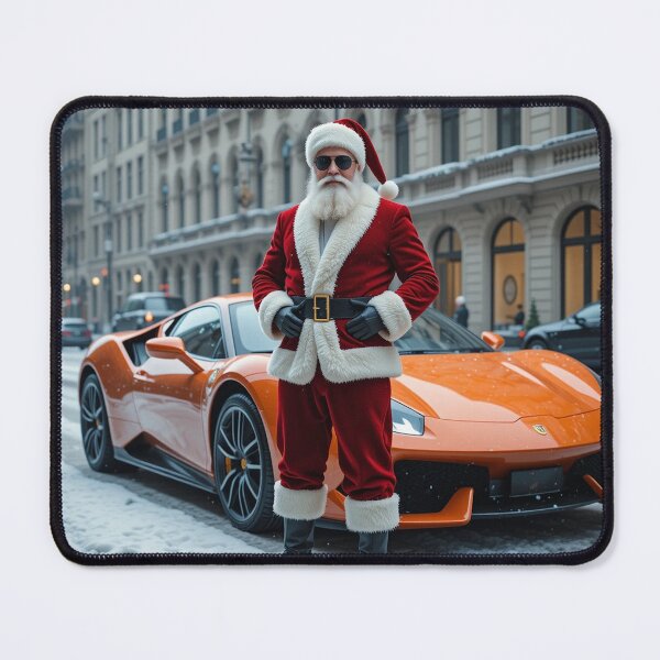 Item preview, Cool Santa Claus with Luxury Sports Car – Stylish Christmas Scene in a Snowy City designed and sold by PixelVibe782.
