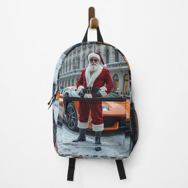 Item preview, Cool Santa Claus with Luxury Sports Car – Stylish Christmas Scene in a Snowy City designed and sold by PixelVibe782.