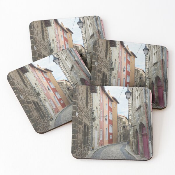 Item preview, Colorful Cobblestone Street with French Historic Architecture in Puy-en-Velay  designed and sold by CarolinaReina.