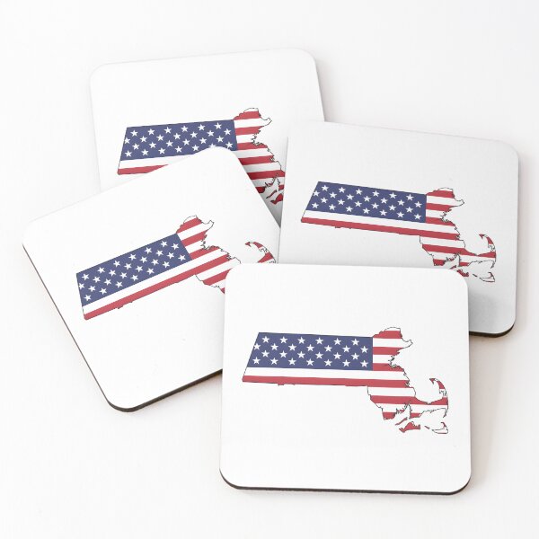Item preview, Massachusetts USA Flag Silhouette – Stars and Stripes State Outline designed and sold by Paper Drip.