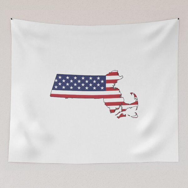 Item preview, Massachusetts USA Flag Silhouette – Stars and Stripes State Outline designed and sold by Paper Drip.