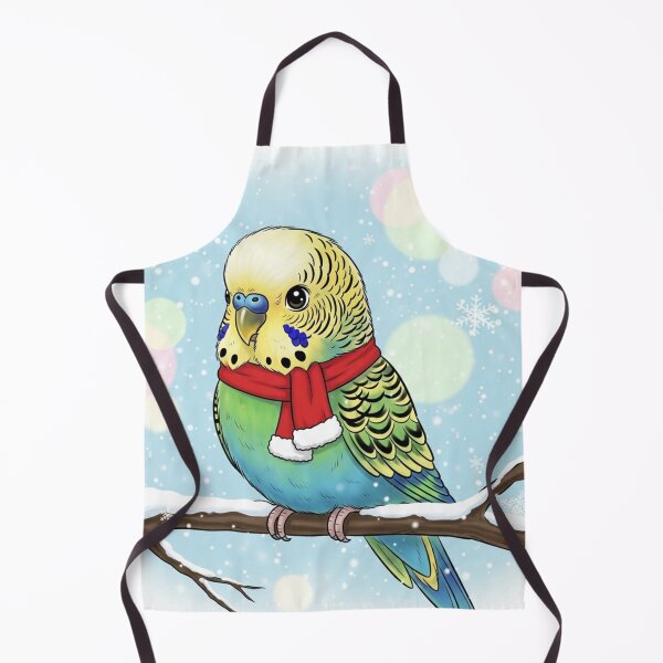 Item preview, Parakeet with Christmas Scarf designed and sold by PetJoyPrintsCO.