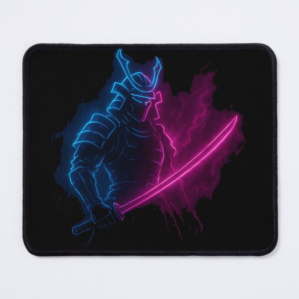 Item preview, Neon Samurai Warrior – Cyberpunk Glow Katana Art (Minimal Chest Print) designed and sold by W-Rm.