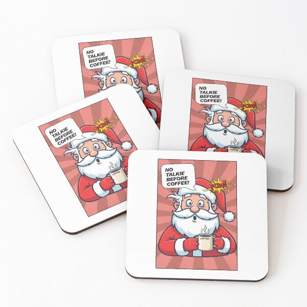 Item preview,  humour christmas xmas ver 1a1 " No talkie before Coffee" Santa with cofee mug |Santa Needs Coffee – Funny Christmas Pop Art Design designed and sold by mndesignworx.