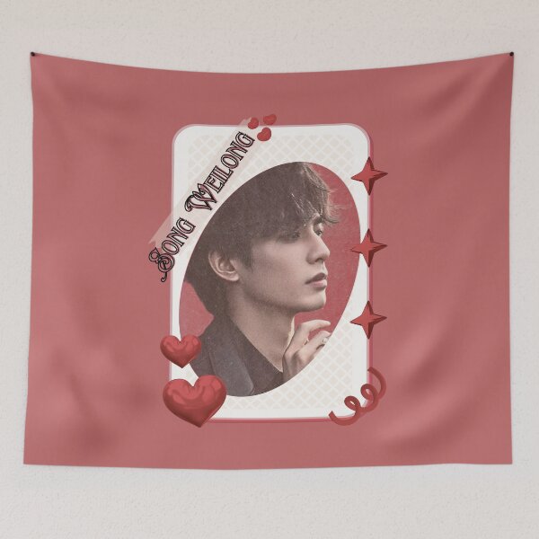 Item preview, Song Weilong (宋威龙) Chinese Actor Cdrama Chinese Entertainment Card Red Aesthetic Collage Design designed and sold by AJUNICE STUDIO.