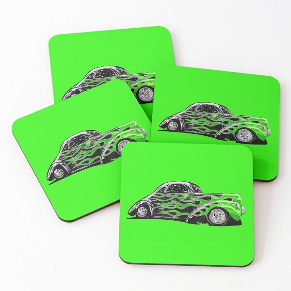 Item preview, Hot Rod Green Flamed Coupe, car print perfect for any art loving car enthusiast or petrolhead designed and sold by Artomobiles.