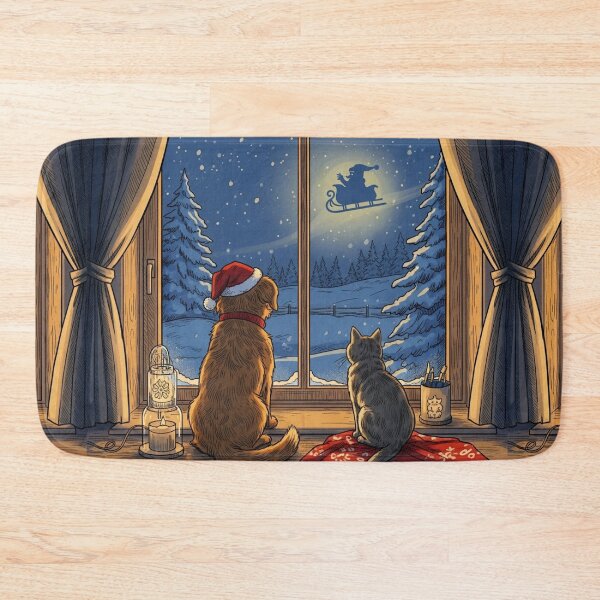 Item preview, Pets Waiting for Santa Claus designed and sold by PetJoyPrintsCO.