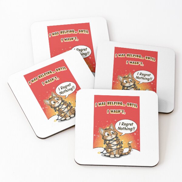 Item preview, Funny Christmas Cat ver 1– “I Regret Nothing!” Pop Art Cartoon | Festive Holiday Humor Design designed and sold by mndesignworx.