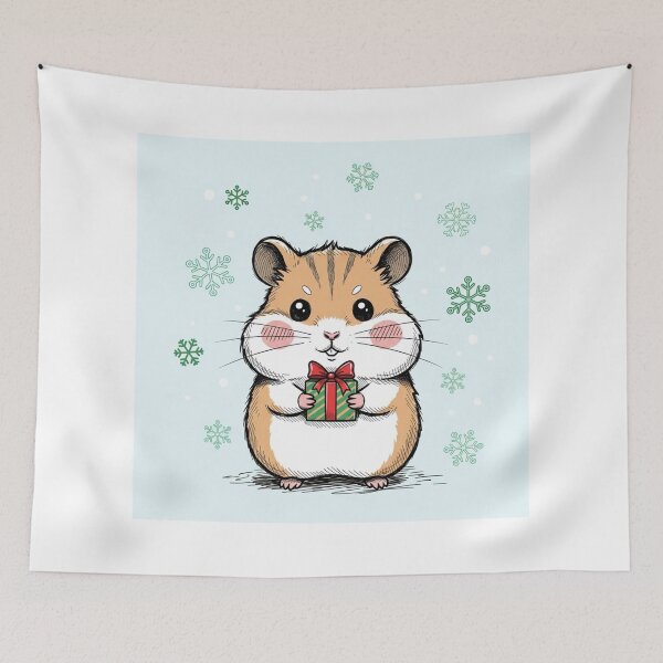 Item preview, Hamster with Christmas Gift designed and sold by PetJoyPrintsCO.