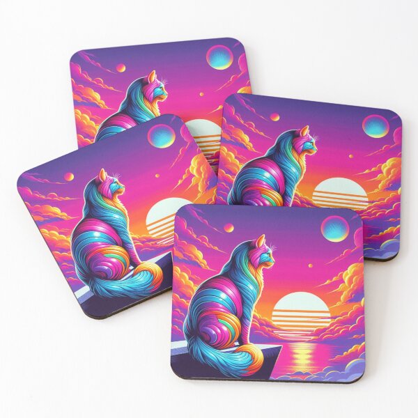 Item preview, "Cosmic Sunset Cat – Surreal Feline Watching the Stars" designed and sold by Dogandesighn.
