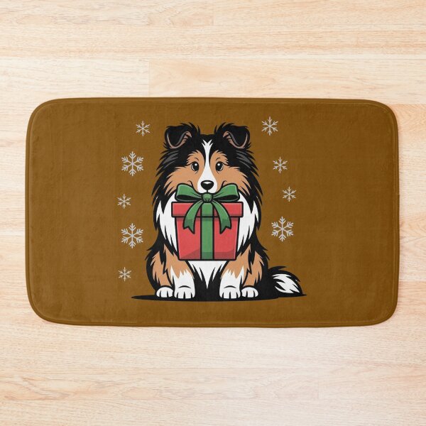 Item preview, Shetland Sheepdog Christmas – Cute Dog Holding Gift Design designed and sold by WikaKowalczyk.