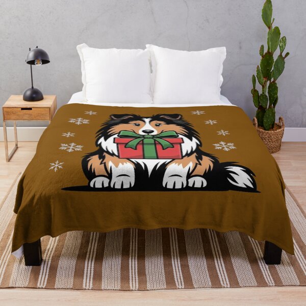 Item preview, Shetland Sheepdog Christmas – Cute Dog Holding Gift Design designed and sold by WikaKowalczyk.