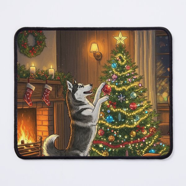 Item preview, Husky Decorating the Christmas Tree designed and sold by PetJoyPrintsCO.