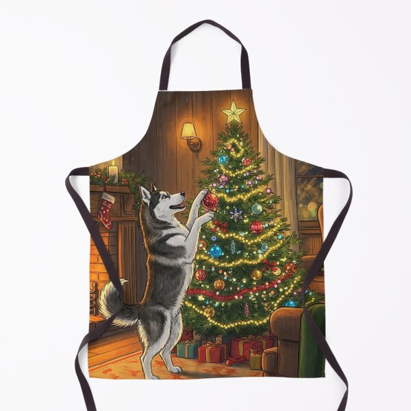 Item preview, Perrito husky decorando el árbol de Navidad designed and sold by PetJoyPrintsCO.