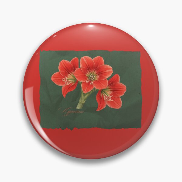 Item preview, Hippeastrum | Botanical Illustration with Script on Green Textured Background designed and sold by ChristinePartlow.