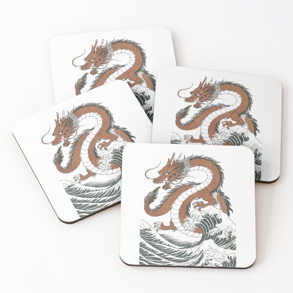 Item preview, Retro Hokusai Style Dragon Riding Ocean Wave designed and sold by Vallentinez.