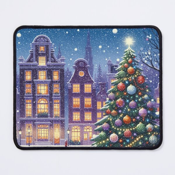 Item preview, Magical Amsterdam in the Snow – Dutch Christmas City Scene with Canals and Tree Lights designed and sold by Sugar Wisdom .