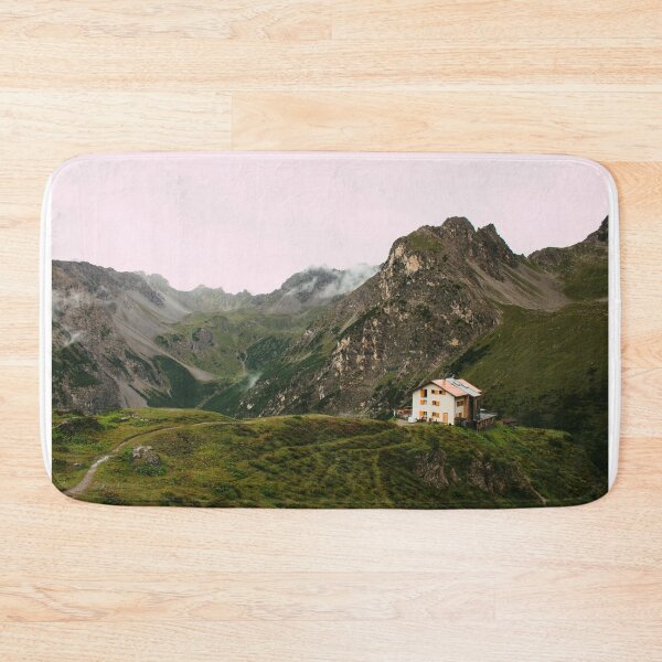 Item preview, Mountain hut in the Alps in a foggy atmosphere designed and sold by rhosbahu.