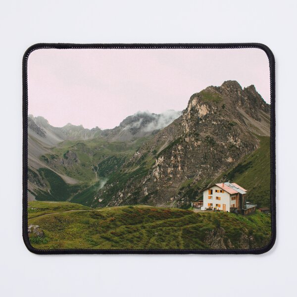 Item preview, Mountain hut in the Alps in a foggy atmosphere designed and sold by rhosbahu.