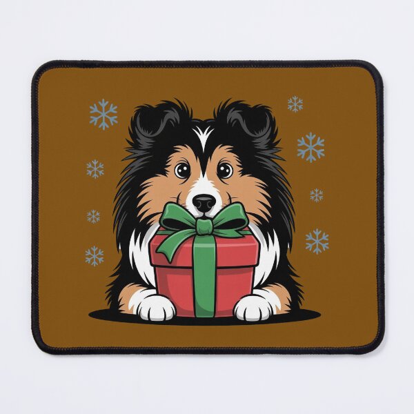 Item preview, Shetland Sheepdog Christmas – Cute Dog Holding Gift Design designed and sold by WikaKowalczyk.