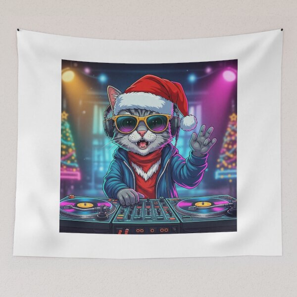 Item preview, Christmas Party DJ Cat designed and sold by PetJoyPrintsCO.