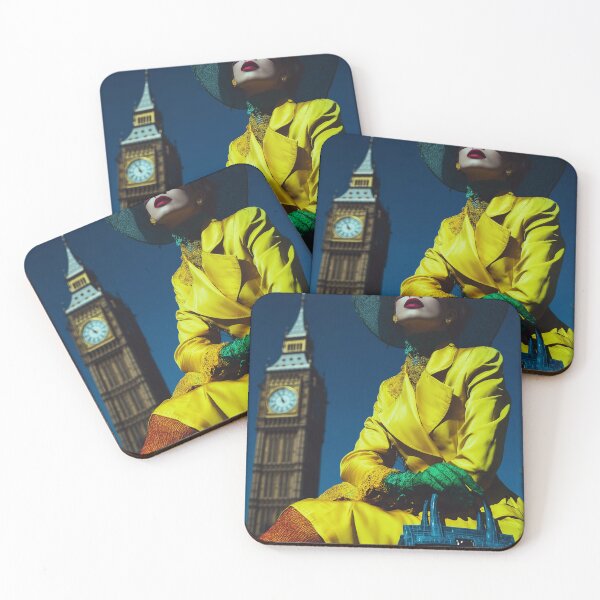 Item preview, Lady in yellow in London - glamorous fashion portrait designed and sold by KsaveraArt.