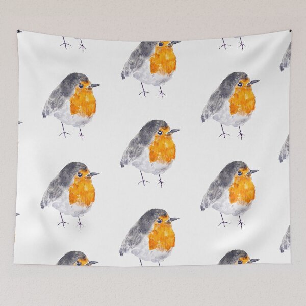 Item preview, Orange Robin Watercolor Painting Garden Bird Art 3 designed and sold by ColorandColor.