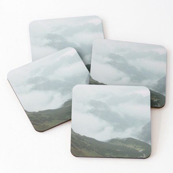 Item preview, Mountain hut in the fog of the Alpine valley designed and sold by rhosbahu.