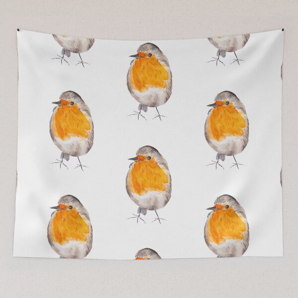 Item preview, Orange Robin Watercolor Painting Garden Bird Art 4 designed and sold by ColorandColor.
