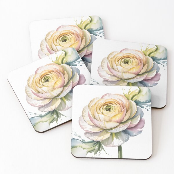 Item preview, White Ranunculus - Watercolor Bloom designed and sold by JessArty ⭐⭐⭐⭐⭐.